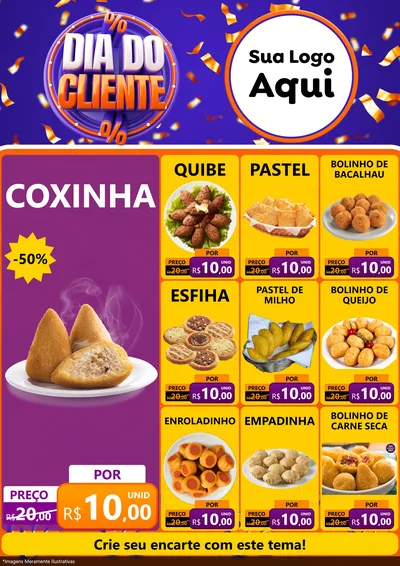 Modelo de Encarte para Encarte A4 Vertical com o tema Dia do Cliente para Salgadaria