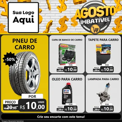 Modelo de Rede Social para Feed Facebook com o tema Agosto imbatível para Auto peças