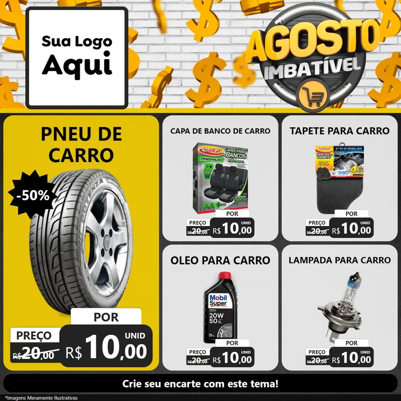 Modelo de Rede Social para Feed Facebook com o tema Agosto imbatível para Auto peças