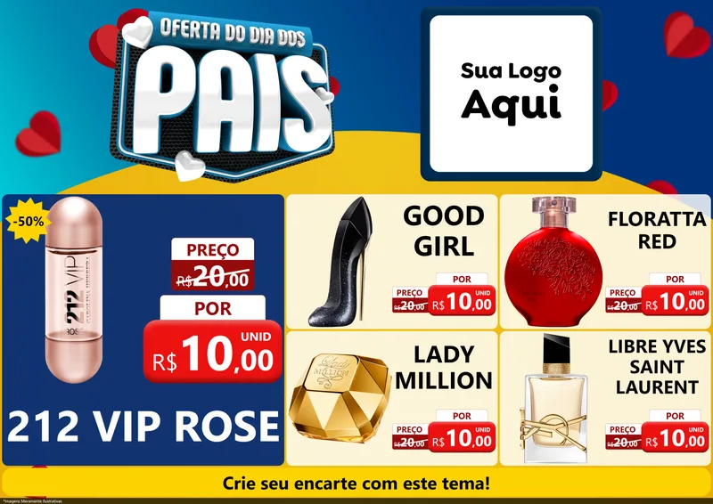 Modelo de Encarte para Encarte A4 Horizontal com o tema Oferta Do Dia Dos Pais para Perfumes