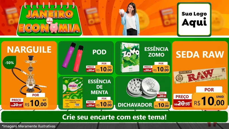 Modelo de TV para TV Horizontal com o tema Janeiro da Economia para Tabacaria