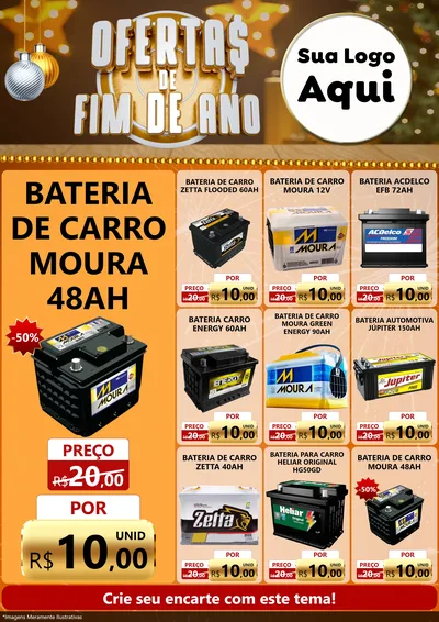 Modelo de Encarte para Encarte A4 Vertical com o tema Ofertas de Fim de Ano para Baterias Elétricas