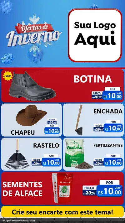 Modelo de TV para TV Vertical com o tema Ofertas de Inverno para Agropecuária