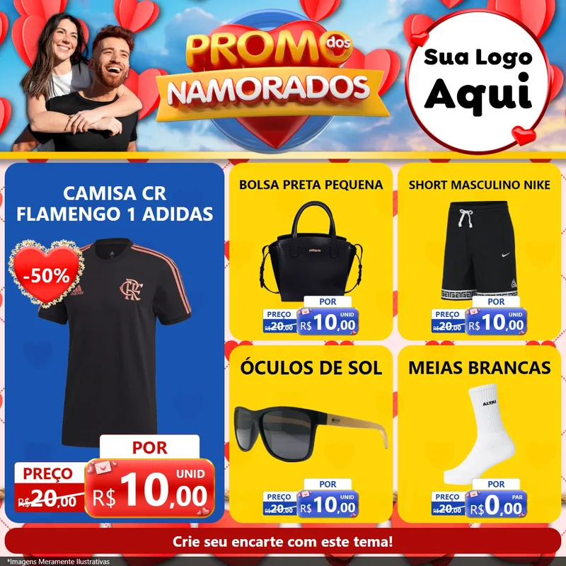 Modelo de Rede Social para Feed Facebook com o tema Promo dos Namorados para Roupas e acessórios