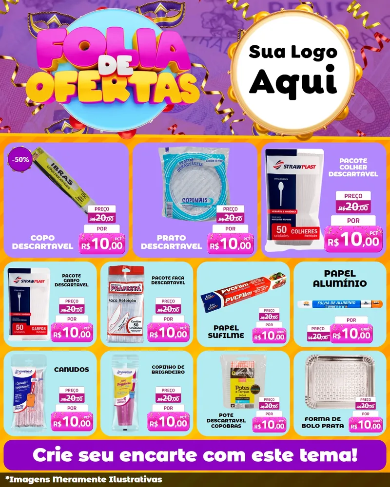 Modelo de Rede Social para Feed Instagram com o tema Folia de Ofertas para Embalagens