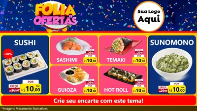 Modelo de TV para TV Horizontal com o tema Folia de Ofertas para Comida japonesa