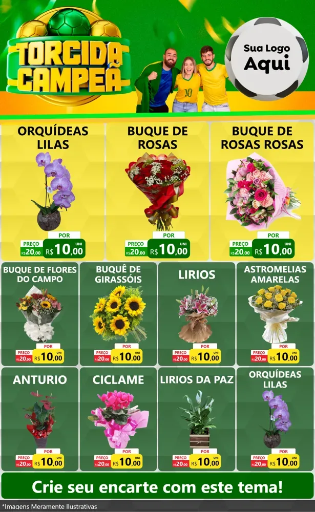 Modelo de Encarte para Encarte Grande com o tema Torcida Campeã - Copa para Floricultura e jardim