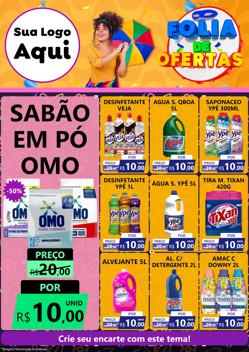 Modelo de Encarte para Encarte A4 Vertical com o tema Folia de Ofertas para Produtos de Limpeza