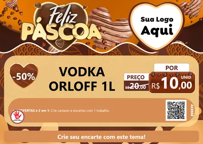 Modelo de Cartaz para Cartaz A4 Horizontal com o tema Feliz Páscoa para Distribuidora de bebidas