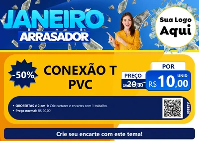 Modelo de Cartaz para Cartaz A4 Horizontal com o tema Janeiro Arrasador para Tubos e conexões