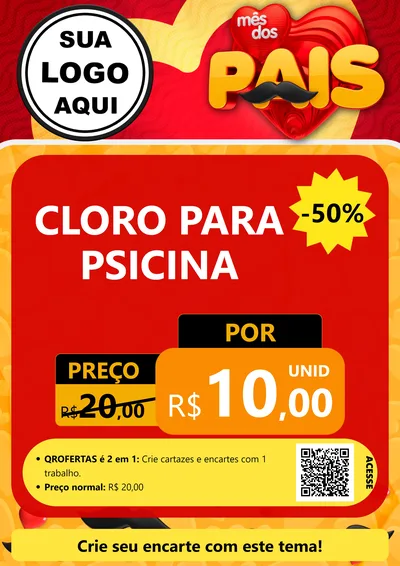 Modelo de Cartaz para Cartaz A4 Vertical com o tema Mês Dos Pais para Produtos para Piscina
