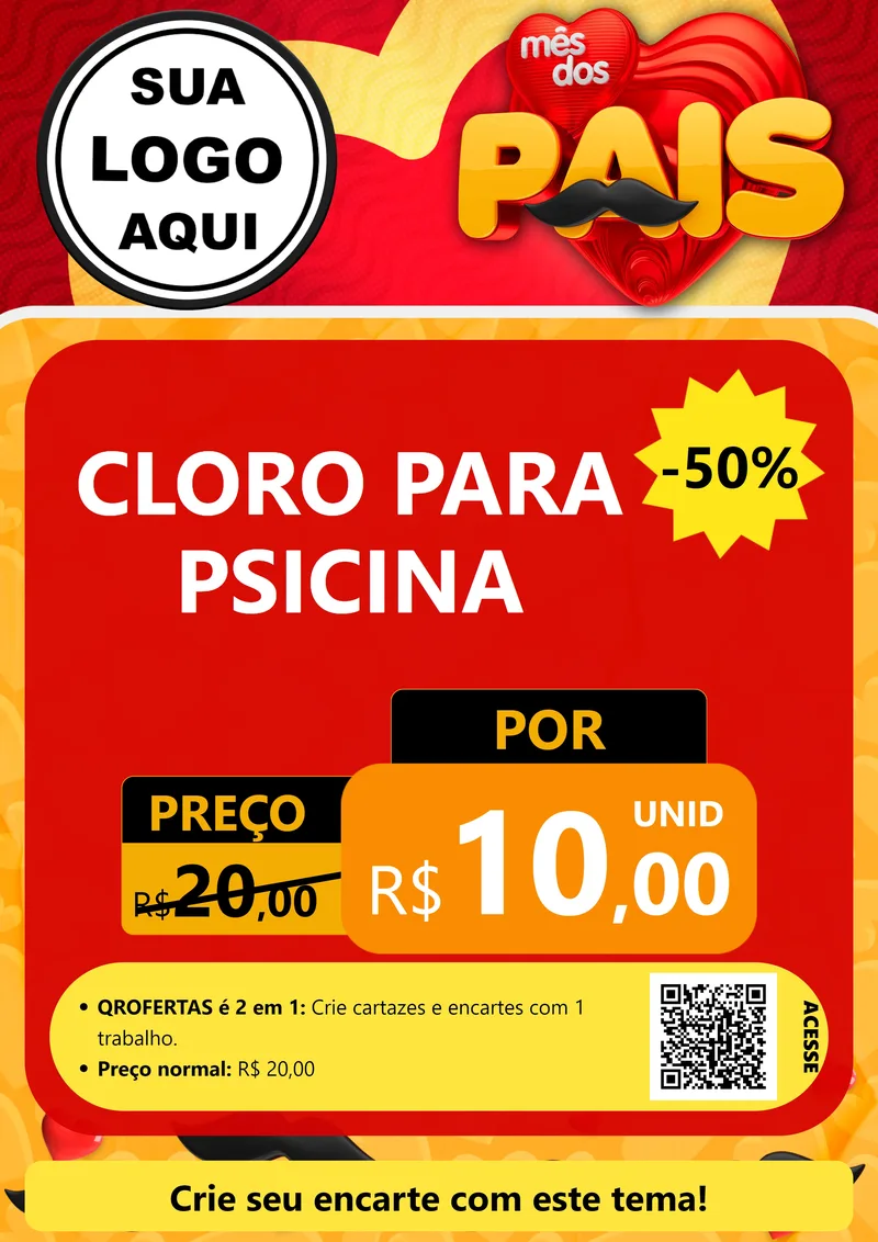 Modelo de Cartaz para Cartaz A4 Vertical com o tema Mês Dos Pais para Produtos para Piscina