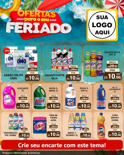 Modelo de Rede Social para Feed Instagram com o tema Ofertas Para O Seu Feriado para Produtos de Limpeza