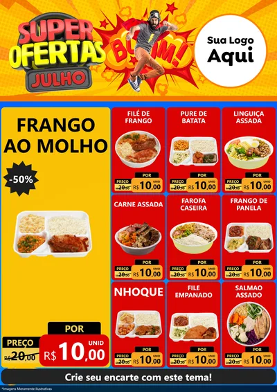 Modelo de Encarte para Encarte A4 Vertical com o tema Super Ofertas Julho para Restaurante