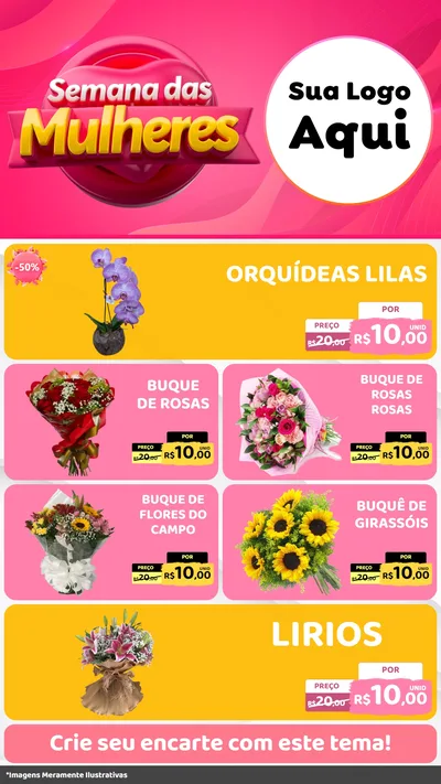 Modelo de TV para TV Vertical com o tema Semana das Mulheres para Floricultura e jardim