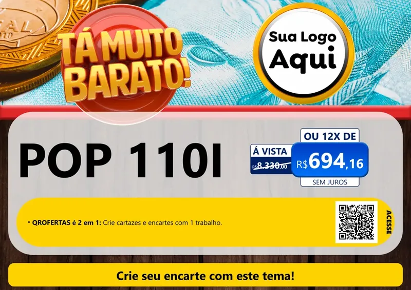 Modelo de Cartaz para Cartaz A4 Horizontal com o tema Está Muito Barato para Concessionaria de Motos
