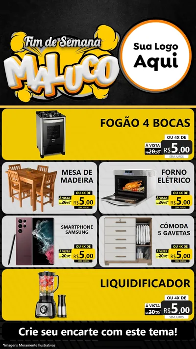 Modelo de TV para TV Vertical com o tema Fim de Semana Maluco para Móveis e Eletro