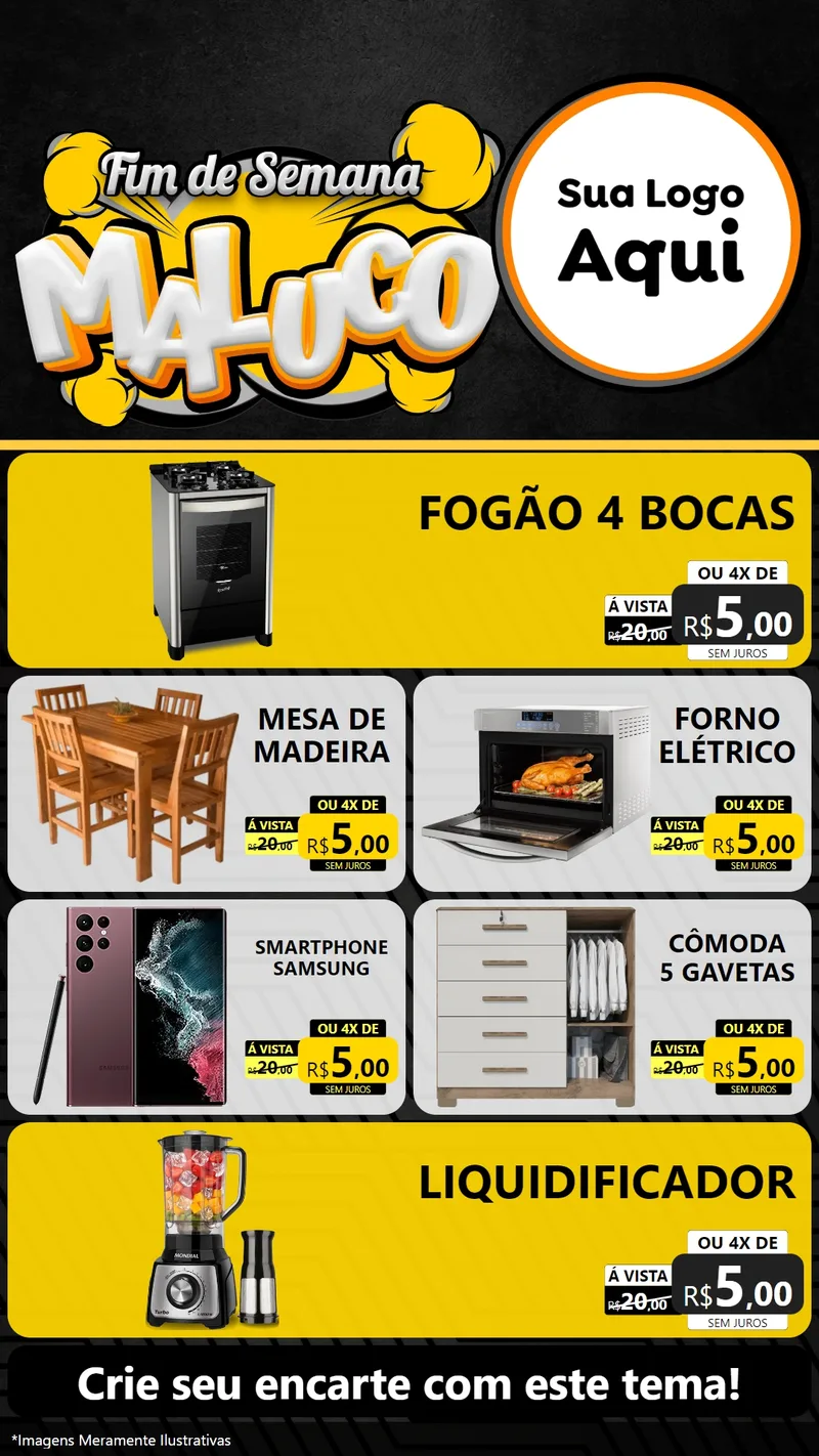 Modelo de TV para TV Vertical com o tema Fim de Semana Maluco para Móveis e Eletro