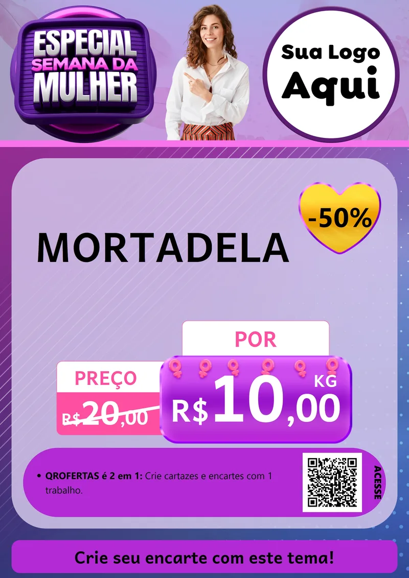 Modelo de Cartaz para Cartaz A4 Vertical com o tema Especial Semana da Mulher para Frios e Laticínios