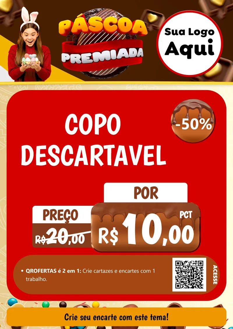 Modelo de Cartaz para Cartaz A4 Vertical com o tema Páscoa Premiada para Embalagens