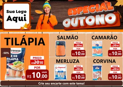 Modelo de Encarte para Encarte A4 Horizontal com o tema Especial Outono para Peixaria