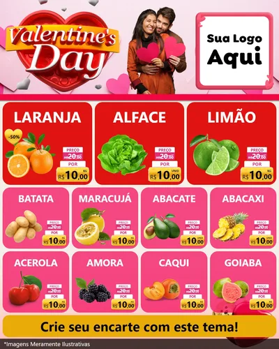Modelo de Rede Social para Feed Instagram com o tema Valentine's Day para Hortifrúti