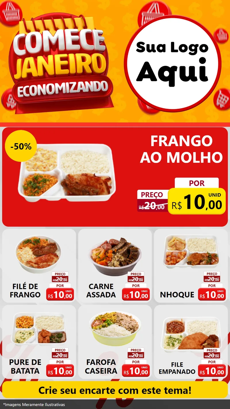 Modelo de Rede Social para Stories com o tema Comece Janeiro Economizando para Restaurante