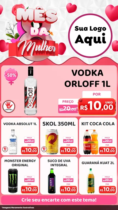 Modelo de Rede Social para Stories com o tema Mês da Mulher para Distribuidora de bebidas