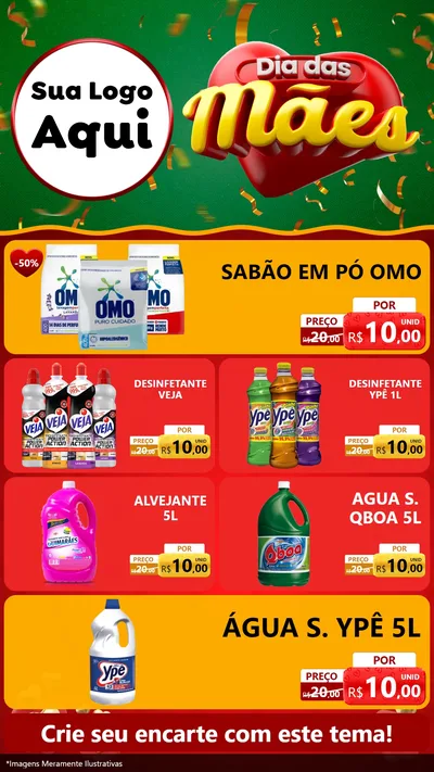 Modelo de TV para TV Vertical com o tema Dia das Mães para Produtos de Limpeza