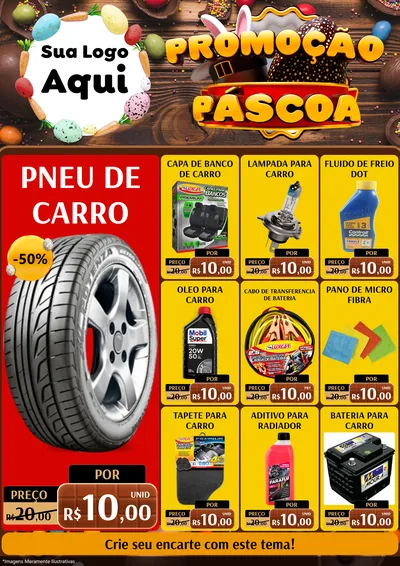 Modelo de Encarte para Encarte A4 Vertical com o tema Promoção Páscoa para Auto peças