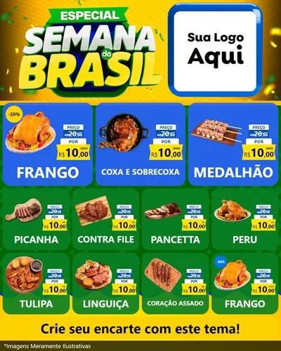 Modelo de Rede Social para Feed Instagram com o tema Especial Semana do Brasil para Assados