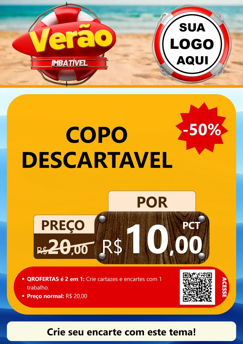 Modelo de Cartaz para Cartaz A4 Vertical com o tema Verão Imbatível para Embalagens