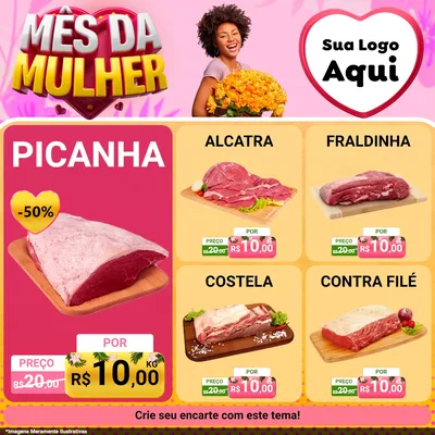 Modelo de Rede Social para Feed Facebook com o tema Mês da Mulher para Açougue