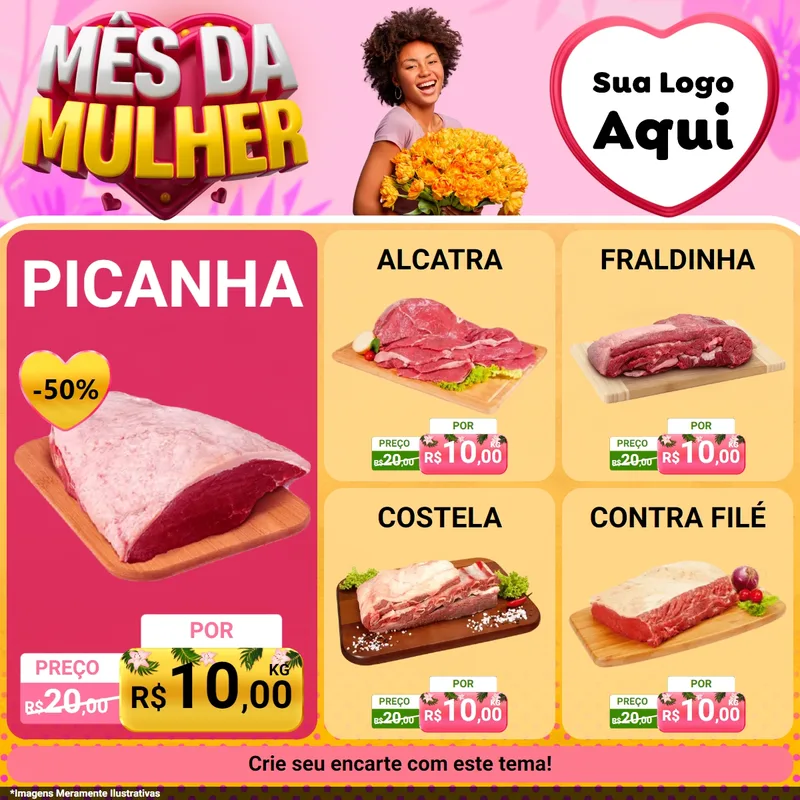 Modelo de Rede Social para Feed Facebook com o tema Mês da Mulher para Açougue