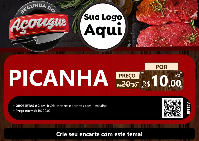 Modelo de Cartaz para Cartaz A4 Horizontal com o tema Segunda do Açougue para Açougue