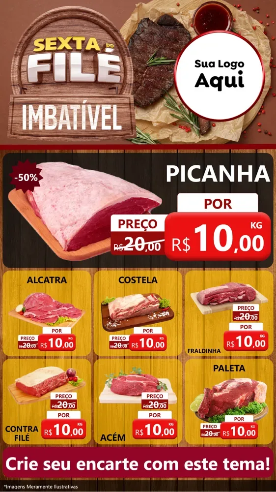 Modelo de Rede Social para Stories com o tema Sexta do Filé para Açougue