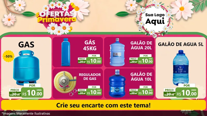 Modelo de TV para TV Horizontal com o tema Ofertas de Primavera para Água e gás