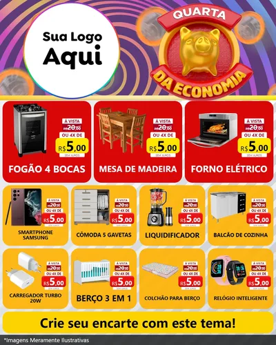 Modelo de Rede Social para Feed Instagram com o tema Quarta da Economia para Móveis e Eletro