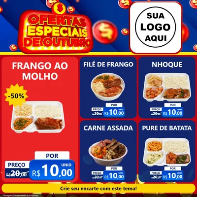 Modelo de Rede Social para Feed Facebook com o tema Ofertas Especiais de Outubro para Restaurante