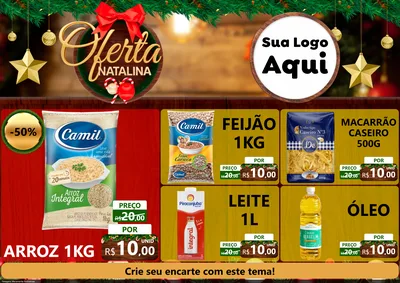 Modelo de Encarte para Encarte A4 Horizontal com o tema Ofertas Natalina para Supermercado