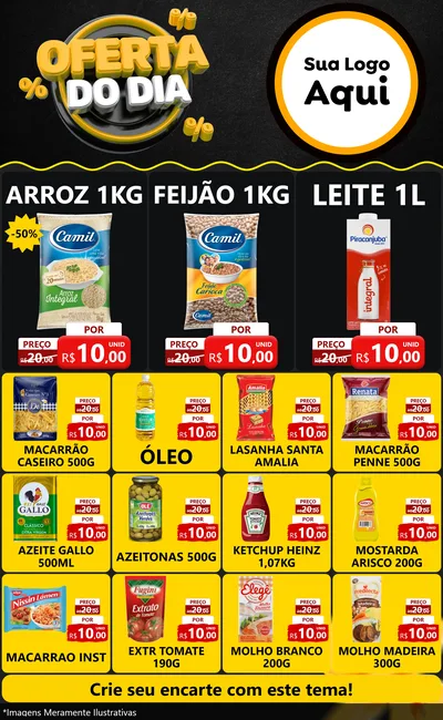Modelo de Encarte para Encarte Grande com o tema Oferta Do Dia para Supermercado