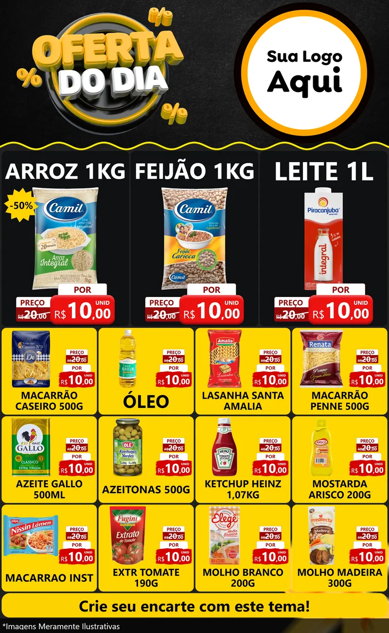 Modelo de Encarte para Encarte Grande com o tema Oferta Do Dia para Supermercado