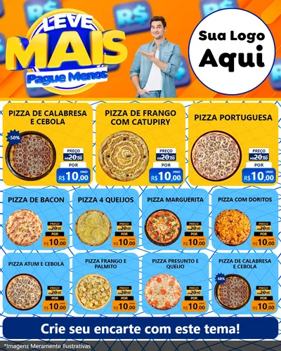 Modelo de Rede Social para Feed Instagram com o tema Leve Mais, Pague Menos para Pizzaria