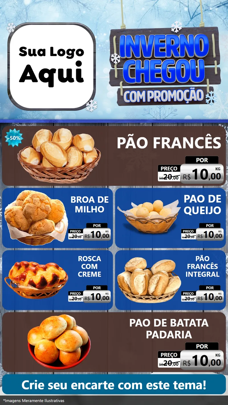 Modelo de TV para TV Vertical com o tema Inverno Chegou Com Promoção para Padaria