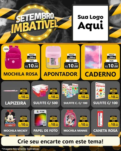 Modelo de Rede Social para Feed Instagram com o tema Setembro Imbatível para Papelaria
