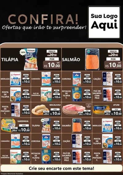 Modelo de Encarte para Encarte A4 Vertical com o tema Confira! Ofertas que irão te surpreender! para Peixaria