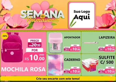 Modelo de Encarte para Encarte A4 Horizontal com o tema Semana da Primavera para Papelaria