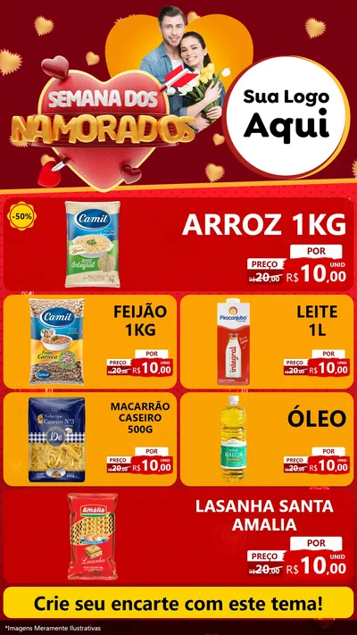 Modelo de TV para TV Vertical com o tema Semana dos Namorados para Supermercado