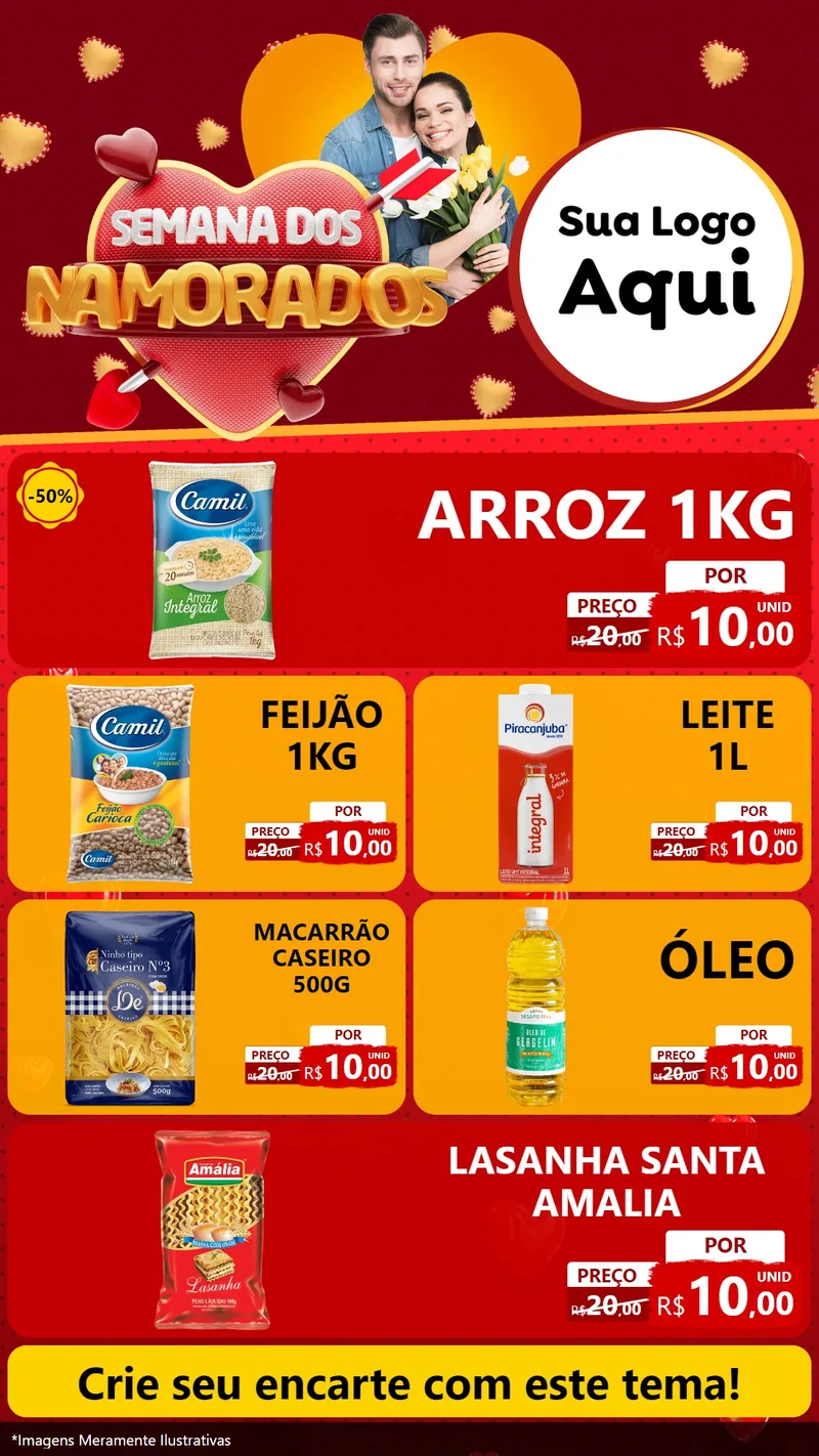 Modelo de TV para TV Vertical com o tema Semana dos Namorados para Supermercado