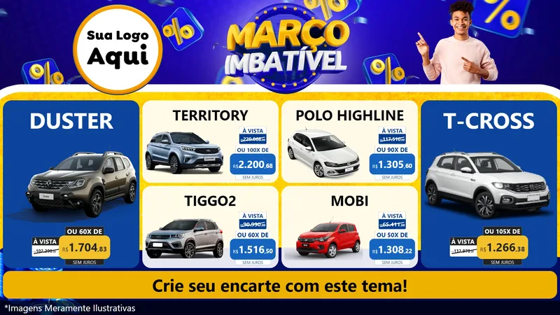 Modelo de TV para TV Horizontal com o tema Março Imbatível para Concessionaria de Carros